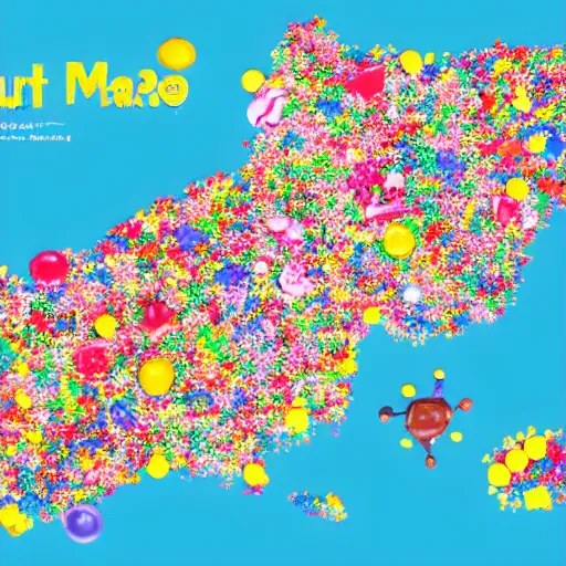 Image similar to a map of south korean made out of candy pieces