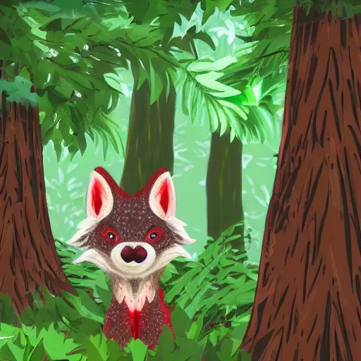 Image similar to a strawberry wolf roaming through the woods of a chocolate tree forest, photorealistic, cinematic