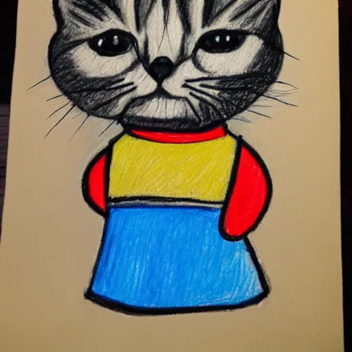 Image similar to crayon drawing of a cat