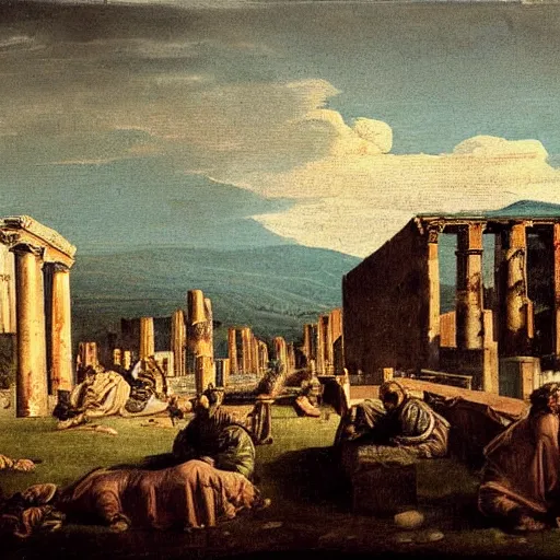 Image similar to the view of pompeii painted in the style of martinus rørbye