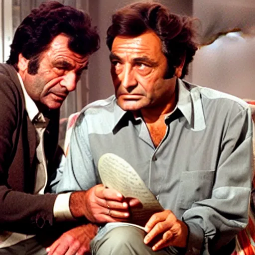 Image similar to a scene from columbo with peter falk