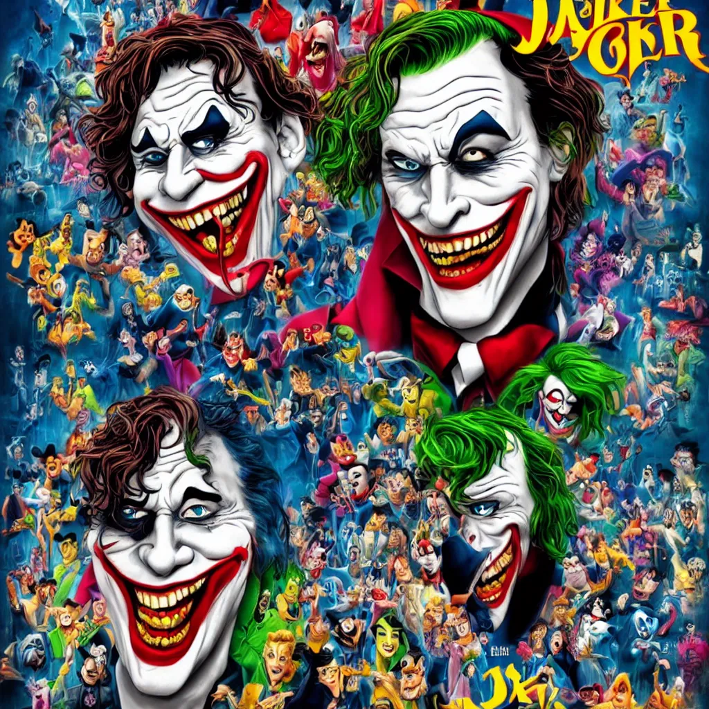 Prompt: joker, disney movie poster