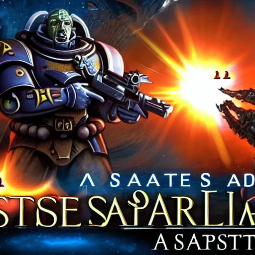 Image similar to Astartes Space Marines fight against space orcs in an epic battle, futuristic style 4K