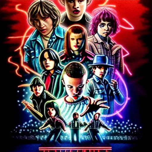 Image similar to Twilight cast in Stranger Things, Edward, Bella, photorealistic, dramatic lighting, soft, sharp focus