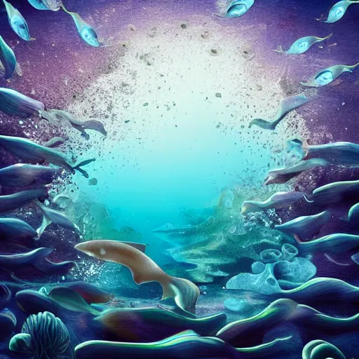 Prompt: ocean filled with amazing sea creatures