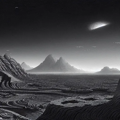 Prompt: an amazing matte painting of alien landscapes, digital art by nico delort, 8 k resolution