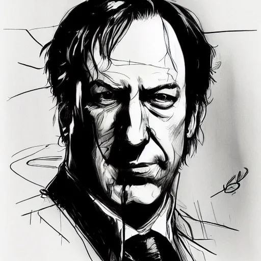 Prompt: A drawing of Saul Goodman by Yoji Shinkawa