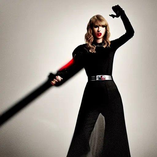 Prompt: Taylor Swift as a Sith lord, star wars, pose, full shot, dark, brooding