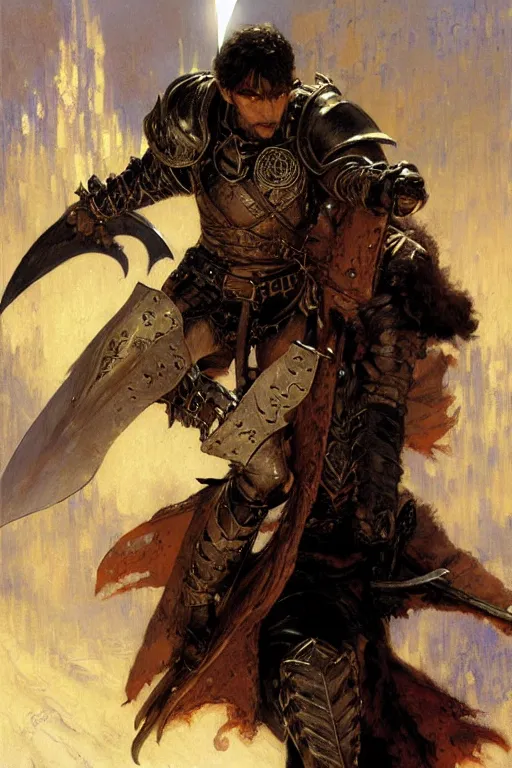 Image similar to rogue in leather armor stealing a valuable dagger from an arcane box portrait dnd, painting by gaston bussiere, craig mullins, greg rutkowski, yoji shinkawa