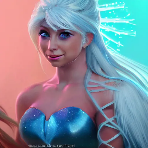 Prompt: alexa bliss as elsa, au naturel, hyper detailed, digital art, trending in artstation, cinematic lighting, studio quality, smooth render, unreal engine 5 rendered, octane rendered, art style by klimt and nixeu and ian sprigger and wlop and krenz cushart