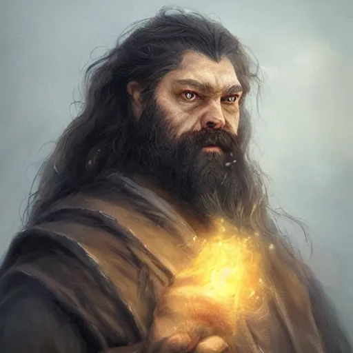 Prompt: a beautiful portrait of a Breton god based on Hagrid with glowing eyes by Greg Rutkowski and Raymond Swanland, Trending on Artstation, cloudy background, ultra realistic digital art