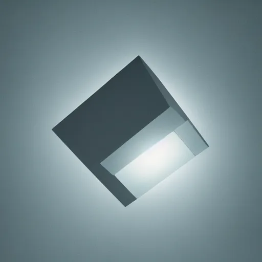 Image similar to a cube in a room with one light, octane render