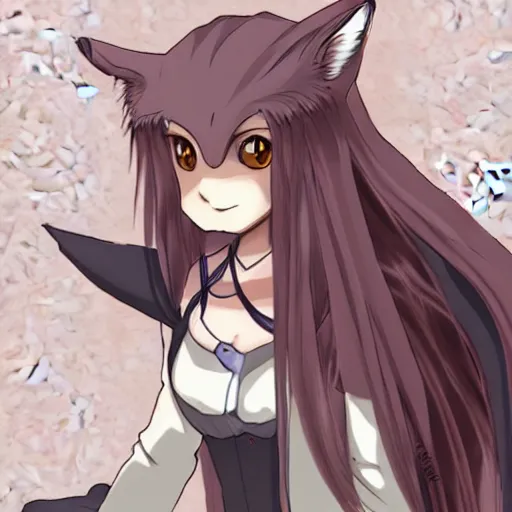 Image similar to horo the wise wolf, female anime character art, spice and wolf