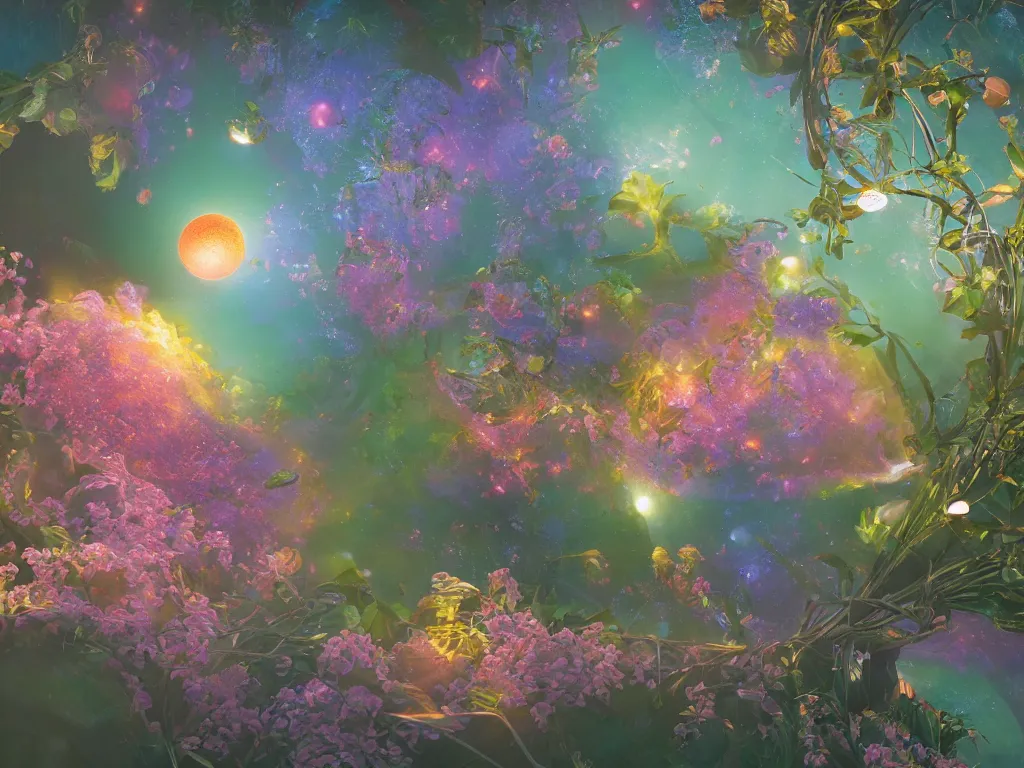 Prompt: the universe is a spheroid region 7 0 5 meters in diameter, kauai springtime, sunlight study, art nouveau, by rachel ruysch and ( ( ( ( ( lisa frank ) ) ) ) ) and asher brown durand, 8 k, extreme detail, sharp focus, octane render