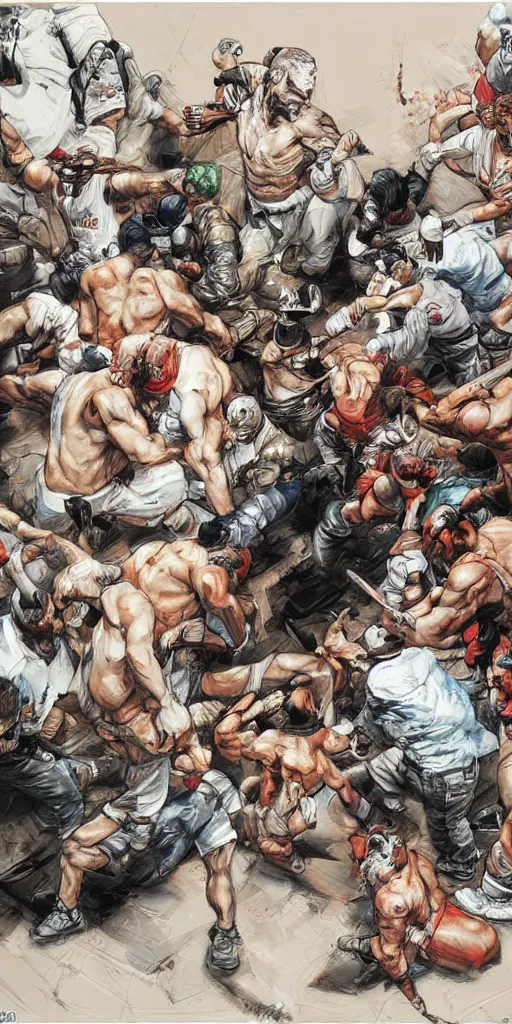 Image similar to oil painting scene from street fight by kim jung gi