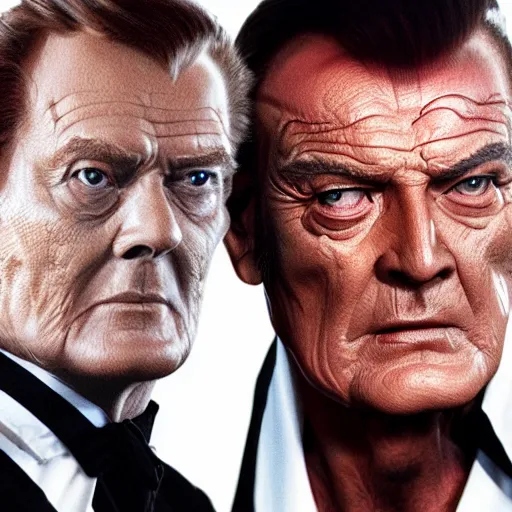 Image similar to artstation trending elden ring peter serafinowicz mod, now with roger moore and sean connery 8k