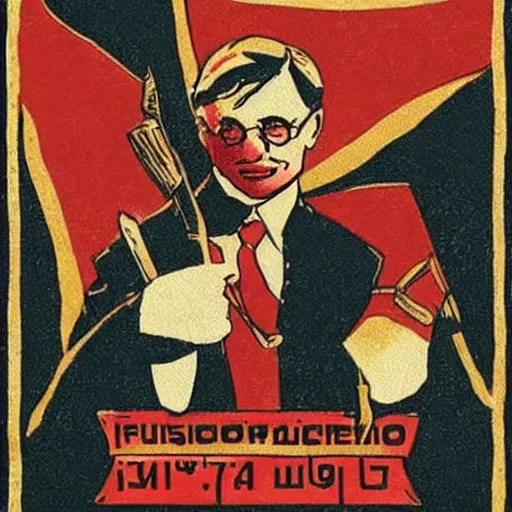 Image similar to Harry Potter and russian revolution 1917, colored, red flags
