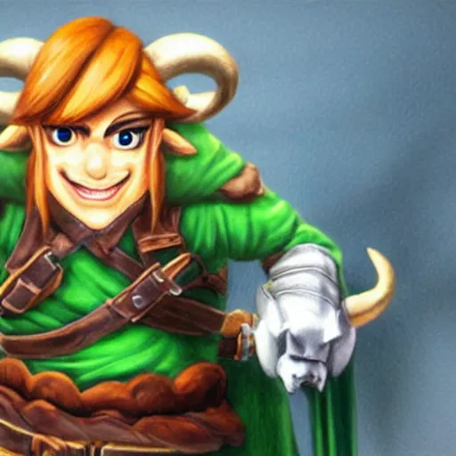 Prompt: a ram dressed up as link, realistic.