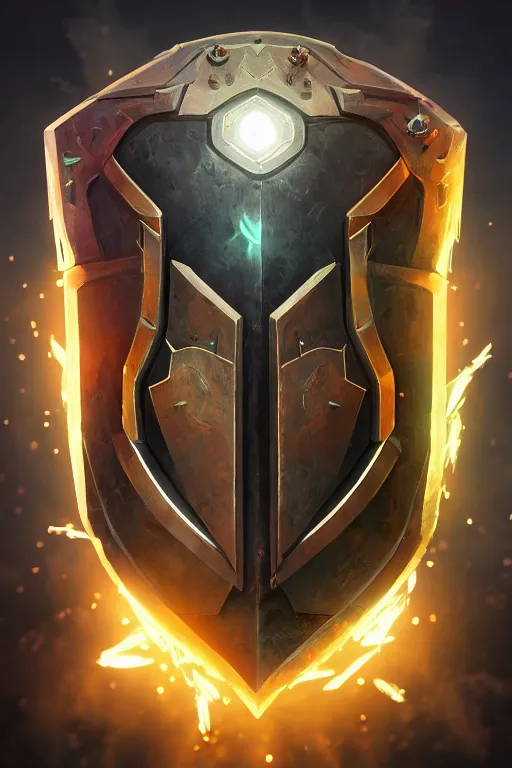 Image similar to shield fantasy epic legends game icon stylized digital illustration radiating a glowing aura global illumination ray tracing hdr fanart arstation by ian pesty and katarzyna da „ bek - chmiel