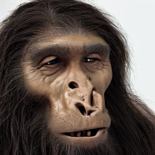 Prompt: studio portrait photo of a Neanderthal, close up, detailed