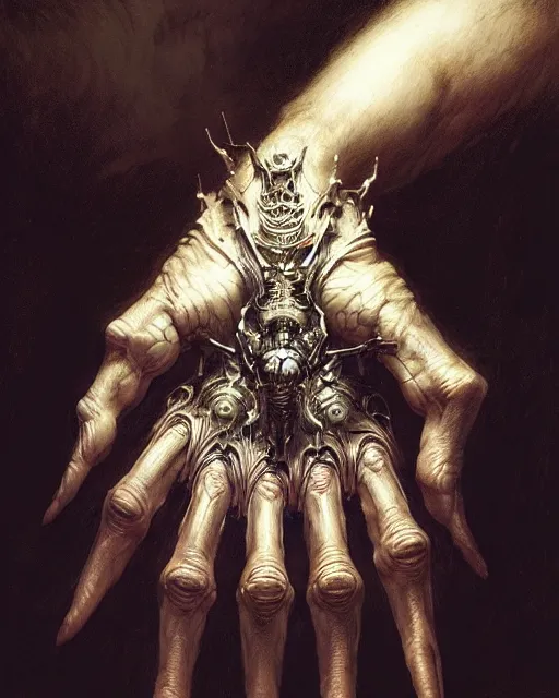 Image similar to human hand anatomy for artists fantasy character portrait, ultra realistic, cinematic, concept art, wide angle, intricate details, hologram, highly detailed by greg rutkowski, aaron horkey, gaston bussiere, craig mullins, simon bisley, arthur rackham