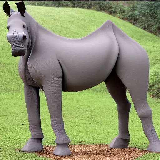 Prompt: horse hybrid with hints of a rhino
