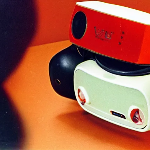 Prompt: a 1 9 7 0 s product photo of a vr headset manufactured by viewmaster.