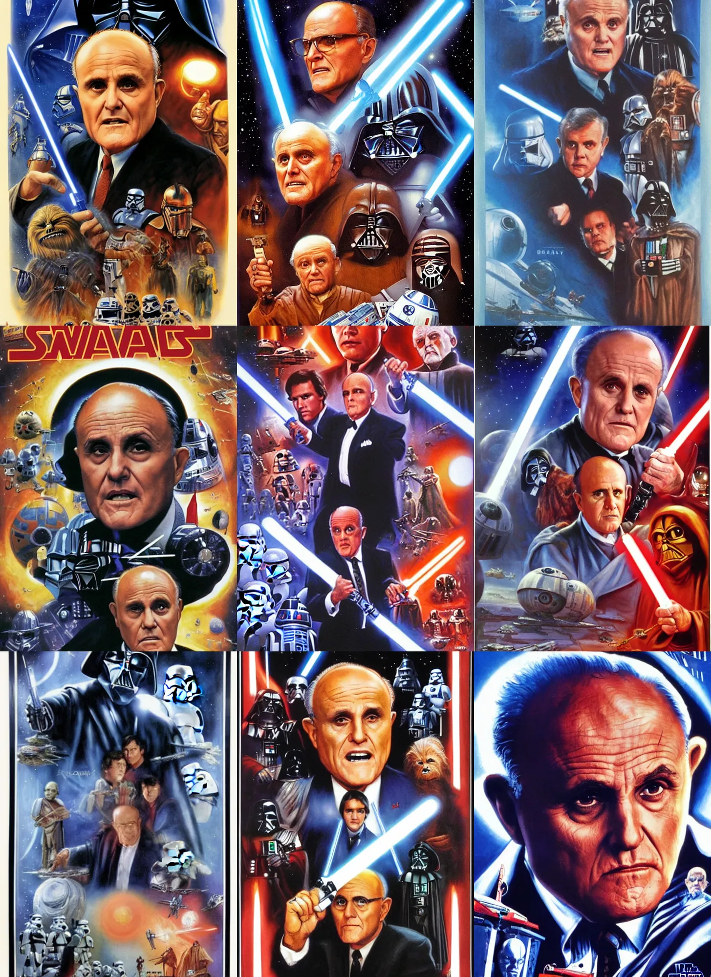 Prompt: rudy giuliani on star wars poster by drew struzan