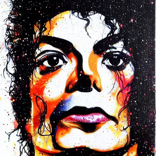 Image similar to portrait of Michael Jackson in a cosmic environment by Sandra Chevrier