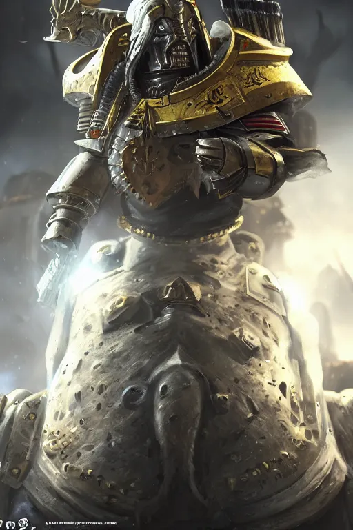 Image similar to armor portrait heros warhammer 4 0 k horus heresy fanart - the primarchs emperor by johannes helgeson animated with vfx concept artist & illustrator global illumination ray tracing hdr fanart arstation zbrush central hardmesh 8 k octane renderer comics stylized