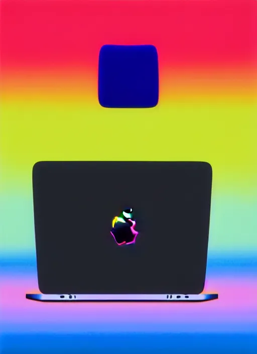 Image similar to macbook by shusei nagaoka, kaws, david rudnick, airbrush on canvas, pastell colours, cell shaded, 8 k