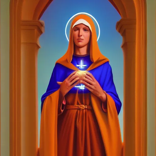 Prompt: holy catholic female saint by Greg Hildebrandt trending on art station 4k UHD painting illustration realistic volumetric lighting rendered in unreal engine