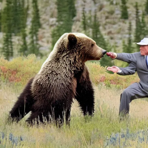 Image similar to Jerome Powell fighting a grizzly bear