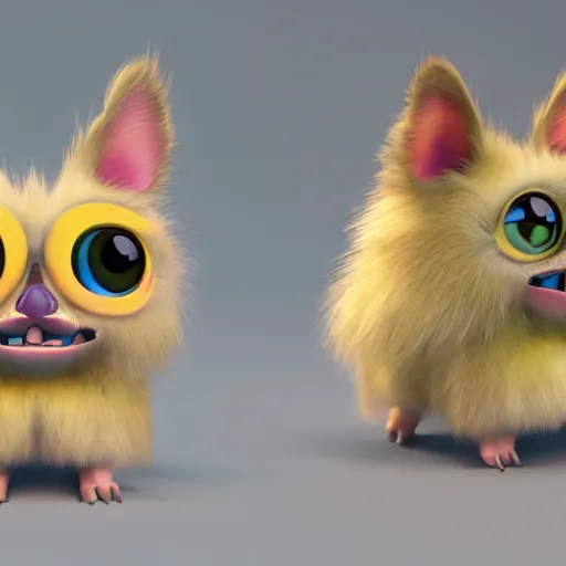 Image similar to concept art of a furby corgi toy, 3 d render, extremely detailed and lifelike, hyperrealistic