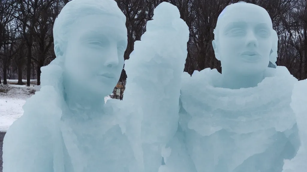 Prompt: an Ice Statue of a beautiful woman