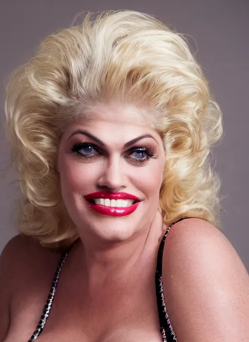 Image similar to DSLR photo portrait still of 54 year old age 54 Anna Nicole Smith at age 54!!!, 85mm f1.8