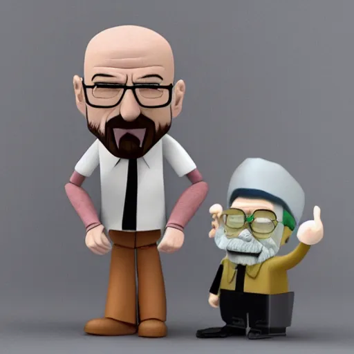 Image similar to a stopmotion animation toy of walter white