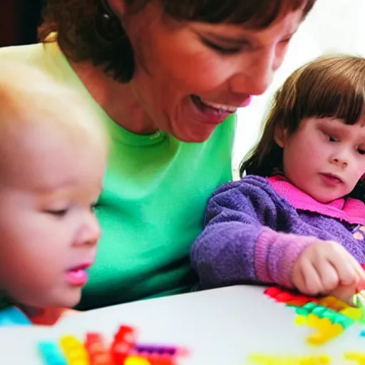 Prompt: “ old lady feeding crayons to child, bizzaro ”