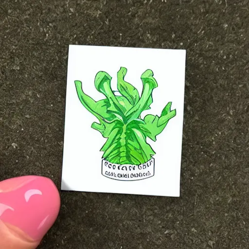 Prompt: cute colourful mandrake plant with face, white tracing, sticker,