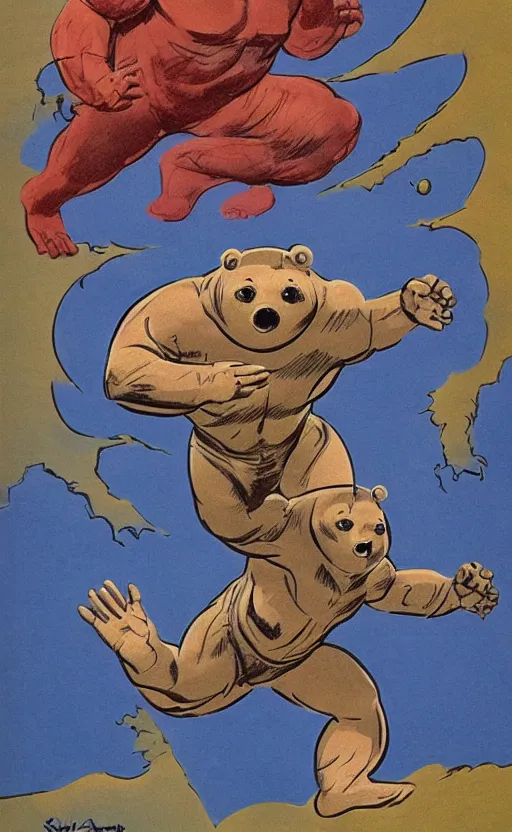 Image similar to john buscema tardigrade, water bear superhero with invulnerability and super strength, marvel comics