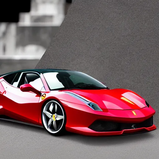 Image similar to realistic photographie lamborgini luxury mix with ferrari inside platique toy box