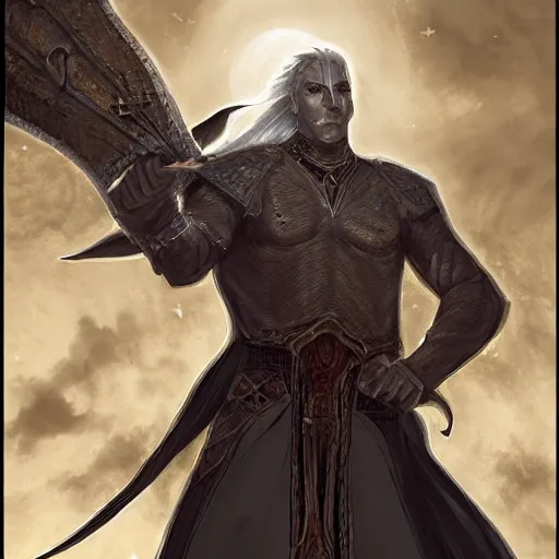 Prompt: Anomander Rake, Lord of Moon's Spawn, standing in front of a K'Chain Che'Malle, fantasy art, Malazan