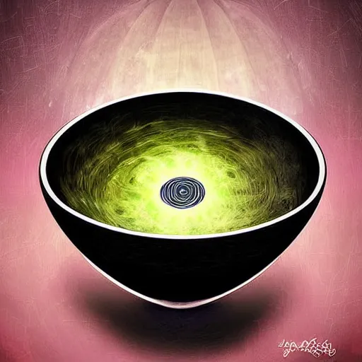 Image similar to a portal to a new dimension, in a soup bowl, digital art, beautiful,