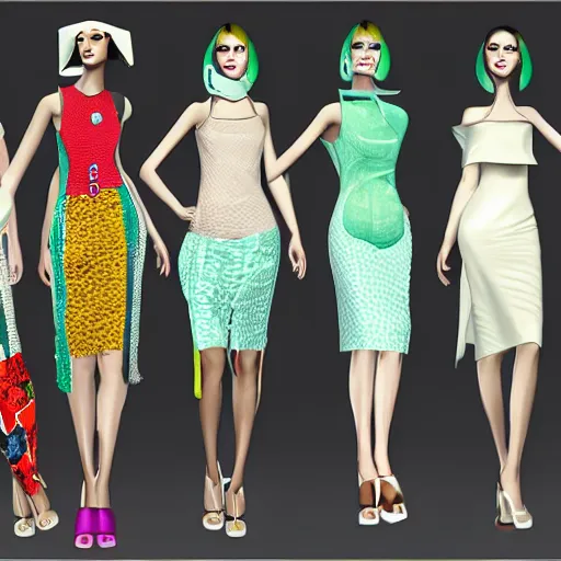 Prompt: Second Life fashion design