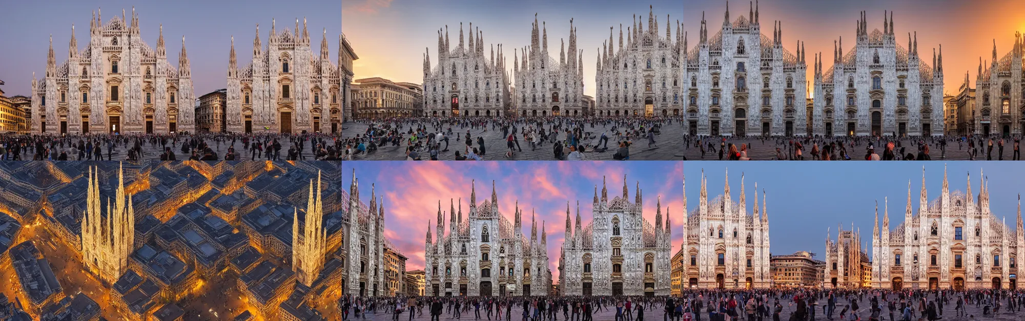 Prompt: Duomo Square in Milan Italy during sunset, facade made of complex network of visceral nerve veins, by Yoshitaka Amano and Satoshi Kon, 4k hyper detailed, trending on artstation, wide angle