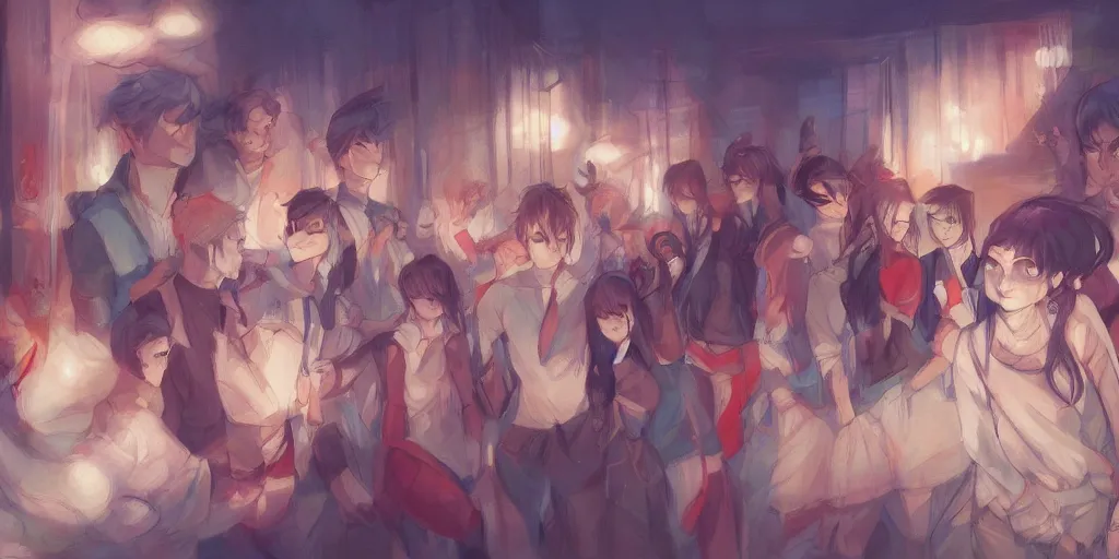 Prompt: night festival by krenzcushart and klegsart