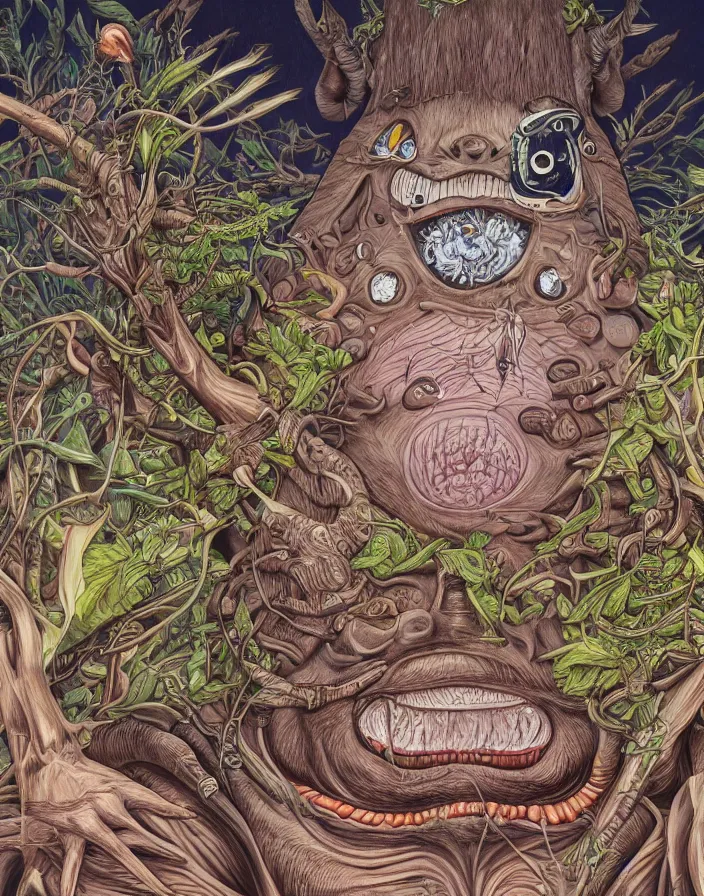 Image similar to an anatomical illustration of Totoro from a medical journal by Nychos and Alex Grey, highly detailed, high detail, 8k