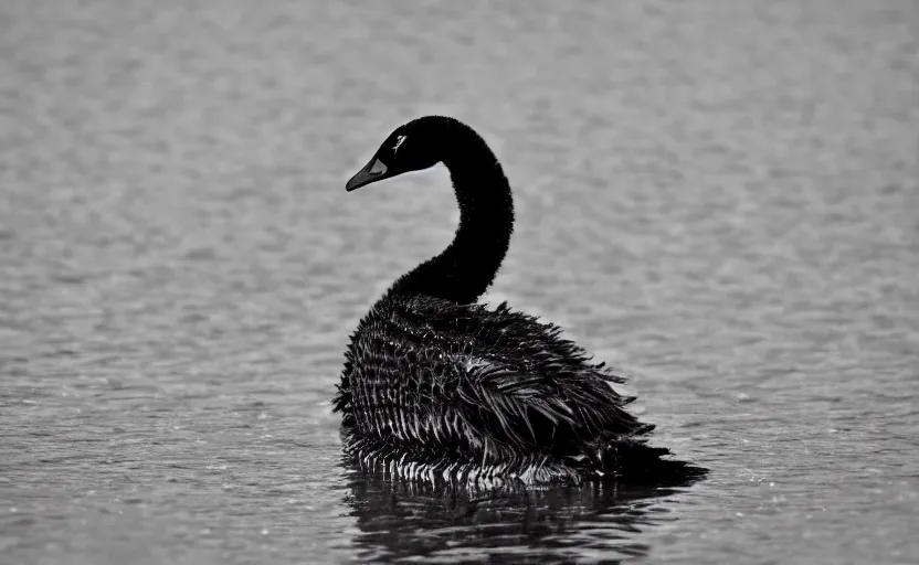 Prompt: black swan detailed by Yoshitaka Amano, nostalgia, analogue photo quality, blur, unfocus, monochrome, 35mm
