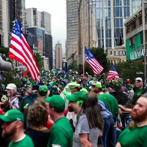 Image similar to emerald city being stormed by trump supporters,