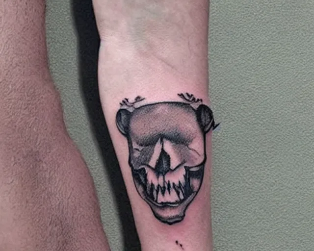 Image similar to tattoo of capybara skull, best minimalistic tattoo art